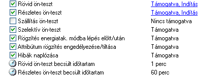 S.M.A.R.T. öntesztek állapota, teszt indítása